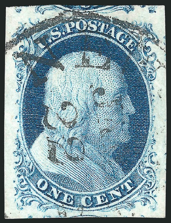 Cost of US Stamp Scott Catalog 9 - 1c 1852 Franklin. Robert Siegel Auction Galleries, Dec 2010, Sale 998, Lot 125