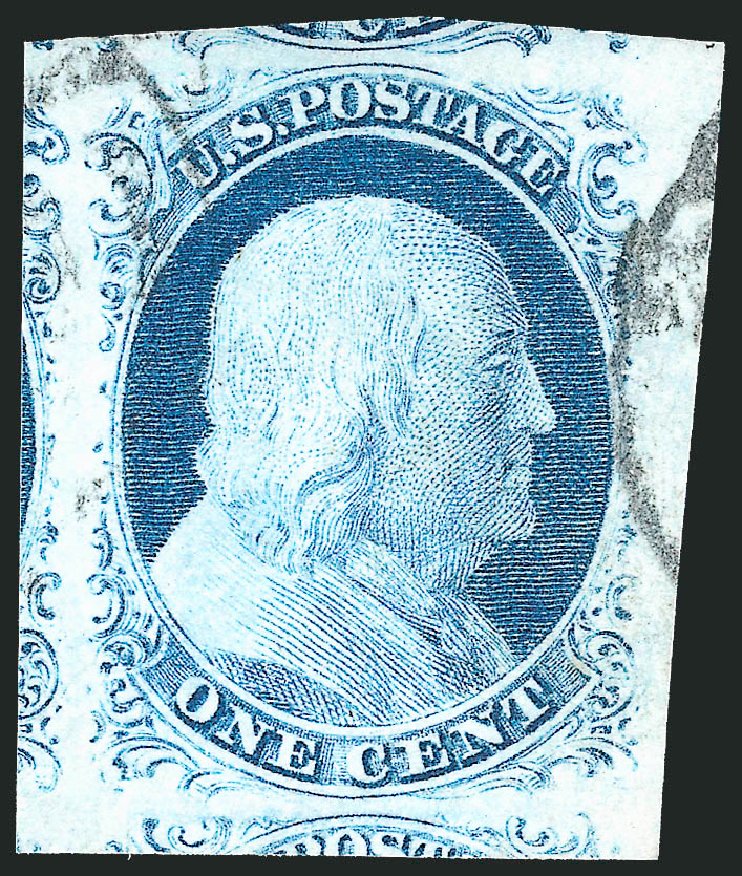 US Stamp Value Scott Catalog #9 - 1852 1c Franklin. Robert Siegel Auction Galleries, Dec 2010, Sale 998, Lot 135