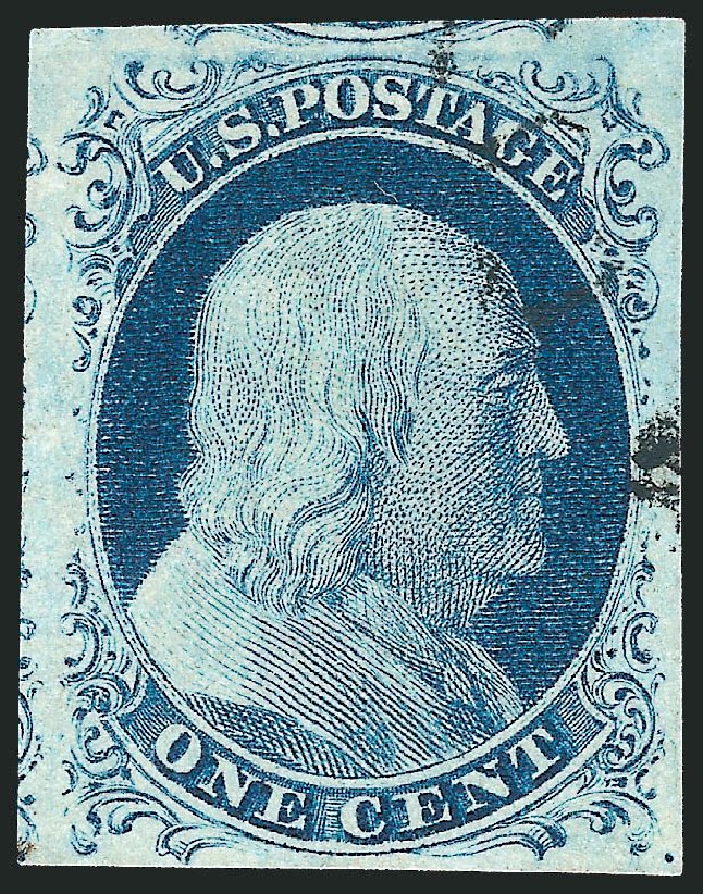 Value of US Stamp Scott 9: 1852 1c Franklin. Robert Siegel Auction Galleries, Dec 2010, Sale 998, Lot 185