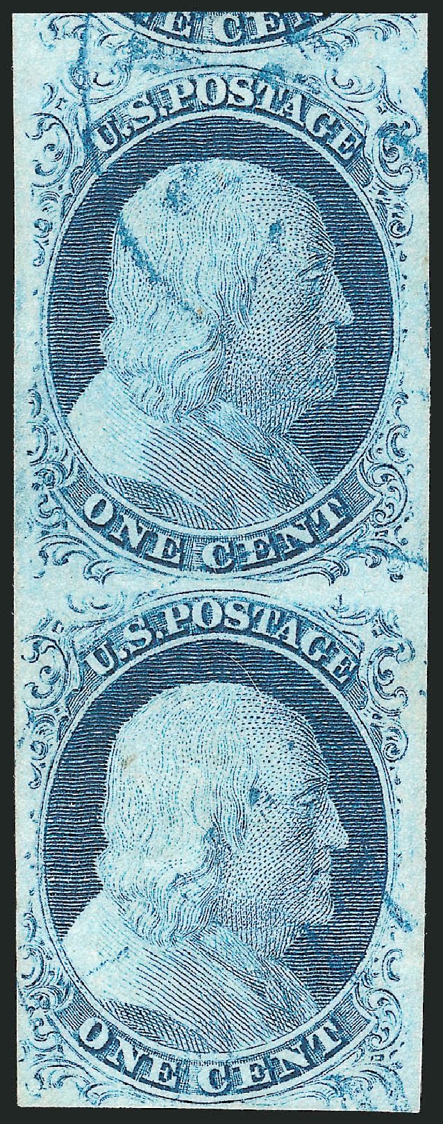 US Stamp Value Scott Catalogue 9 - 1c 1852 Franklin. Robert Siegel Auction Galleries, Dec 2010, Sale 998, Lot 215
