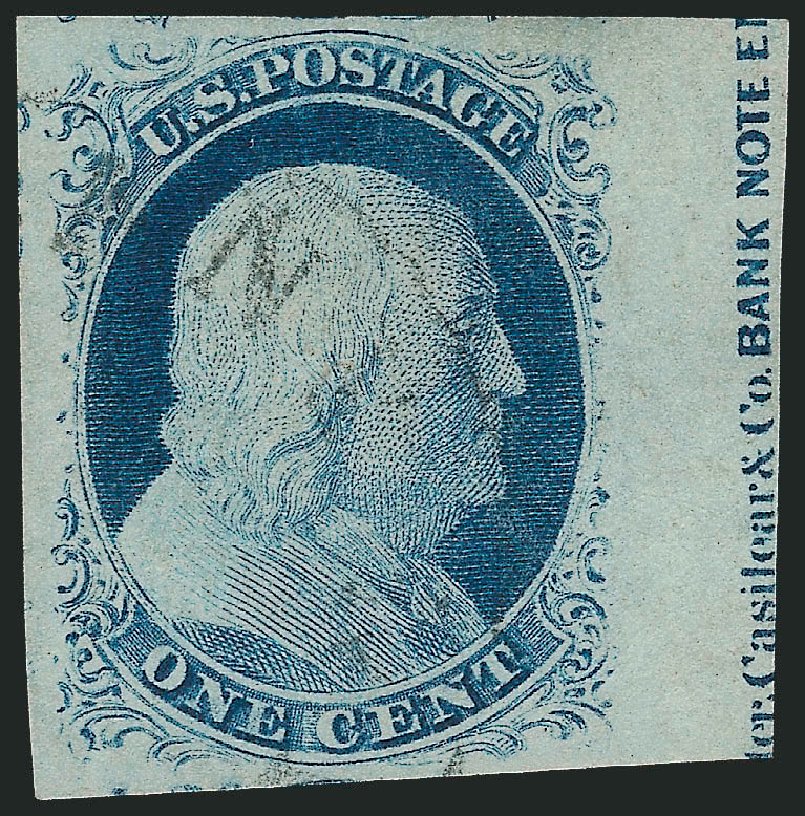 Value of US Stamp Scott Cat. # 9: 1c 1852 Franklin. Robert Siegel Auction Galleries, Dec 2010, Sale 998, Lot 85
