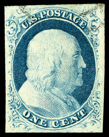 US Stamps Prices Scott # 9: 1852 1c Franklin. Matthew Bennett International, Dec 2008, Sale 330, Lot 1362