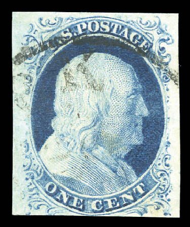 US Stamps Prices Scott 9 - 1852 1c Franklin. Matthew Bennett International, Sep 2010, Sale 333, Lot 3292