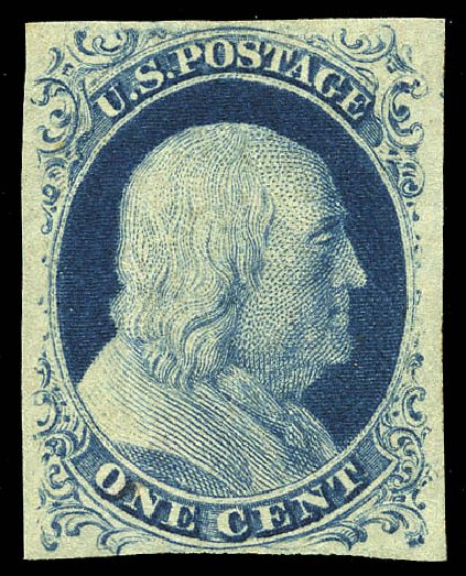 Values of US Stamp Scott # 9: 1c 1852 Franklin. Matthew Bennett International, May 2014, Sale 350, Lot 22