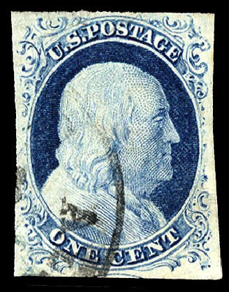 Values of US Stamps Scott Catalogue # 9: 1852 1c Franklin. Cherrystone Auctions, Jun 2009, Sale 200906, Lot 12