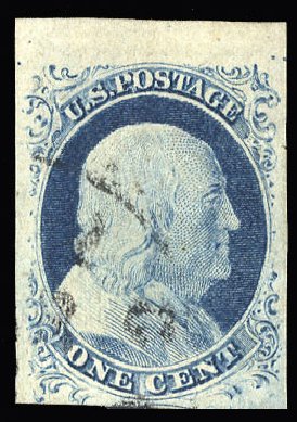 US Stamps Prices Scott Cat. #9: 1852 1c Franklin. Cherrystone Auctions, Jan 2015, Sale 201501, Lot 52