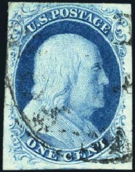 Values of US Stamps Scott 9 - 1852 1c Franklin. Harmer-Schau Auction Galleries, Feb 2010, Sale 84, Lot 1262