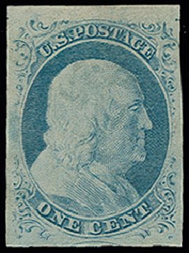 US Stamps Prices Scott Catalog 9: 1c 1852 Franklin. H.R. Harmer, Jun 2013, Sale 3003, Lot 1032