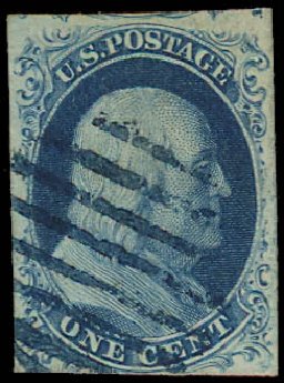 US Stamps Value Scott Catalog 9 - 1c 1852 Franklin. Daniel Kelleher Auctions, Jul 2011, Sale 625, Lot 662