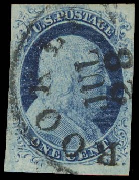 US Stamp Values Scott 9 - 1852 1c Franklin. Daniel Kelleher Auctions, Jan 2012, Sale 628, Lot 212