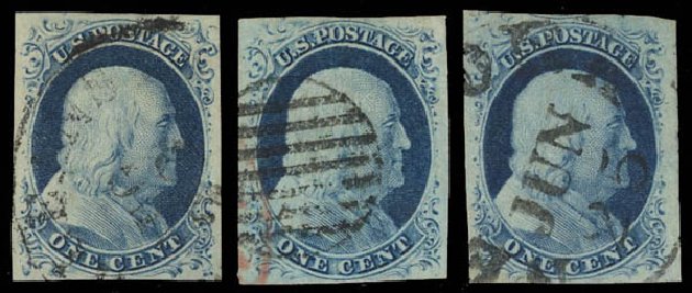 US Stamps Price Scott 9: 1852 1c Franklin. Daniel Kelleher Auctions, Aug 2012, Sale 631, Lot 672