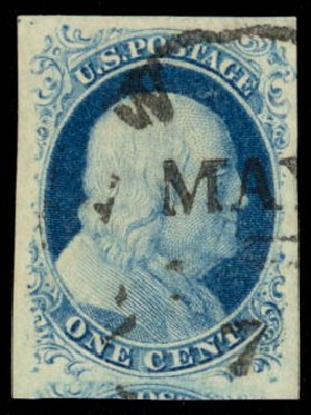 Costs of US Stamps Scott Cat. 9: 1c 1852 Franklin. Daniel Kelleher Auctions, Oct 2014, Sale 660, Lot 2032
