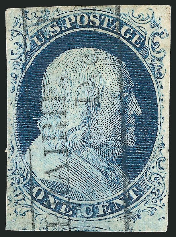 US Stamp Values Scott Catalogue 9: 1c 1852 Franklin. Robert Siegel Auction Galleries, Sep 2010, Sale 994, Lot 842