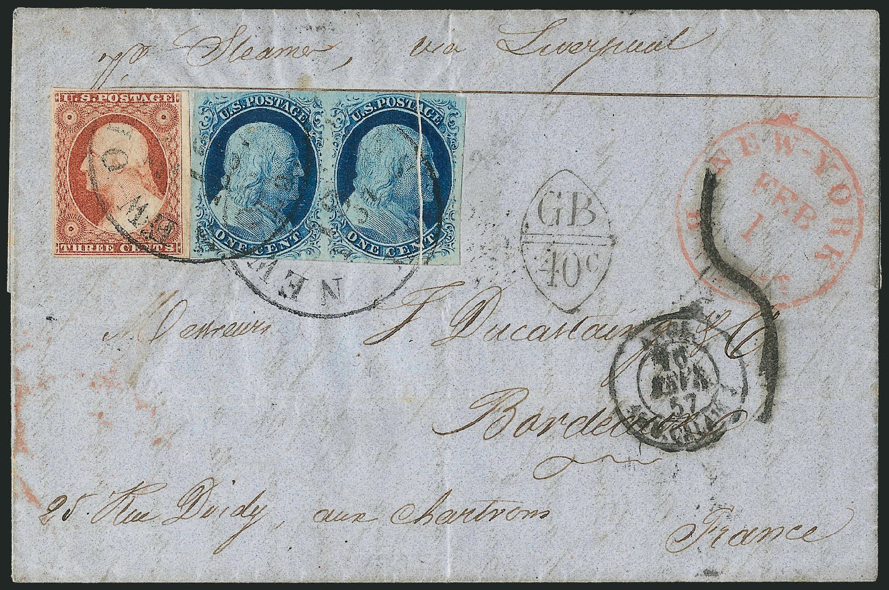 US Stamp Value Scott Cat. 9 - 1c 1852 Franklin. Robert Siegel Auction Galleries, Sep 2010, Sale 994, Lot 902
