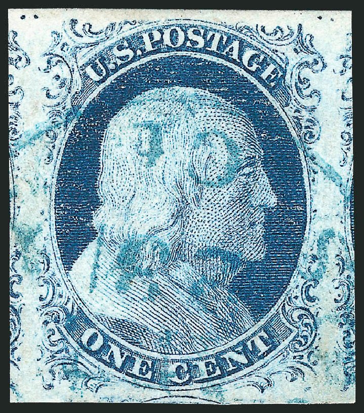 US Stamps Price Scott Cat. #9: 1852 1c Franklin. Robert Siegel Auction Galleries, Dec 2010, Sale 998, Lot 132