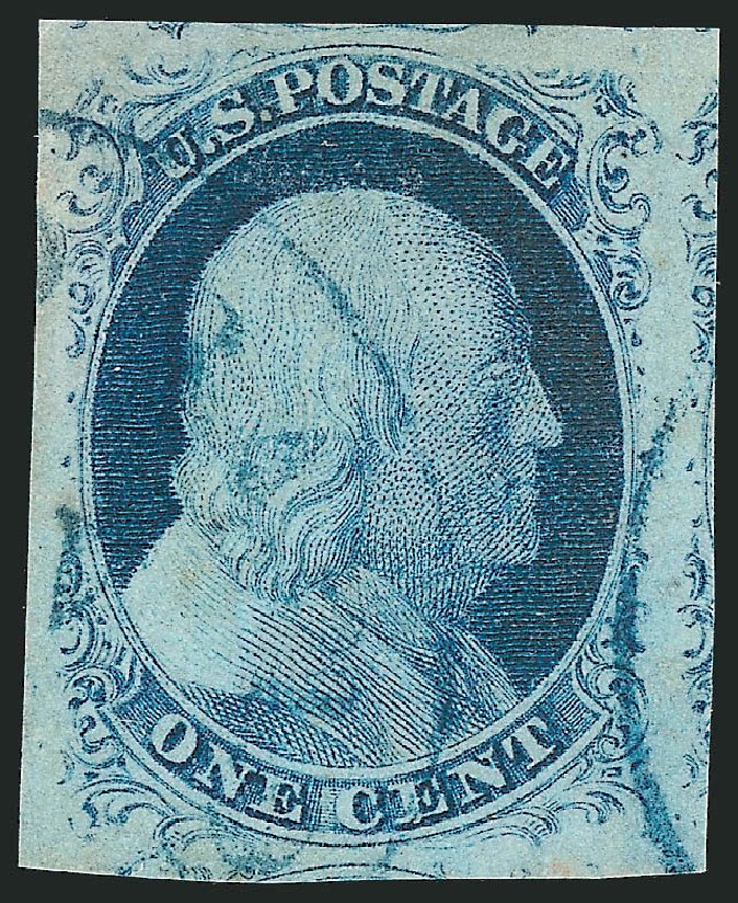 US Stamps Price Scott Catalog 9 - 1852 1c Franklin. Robert Siegel Auction Galleries, Dec 2010, Sale 998, Lot 142