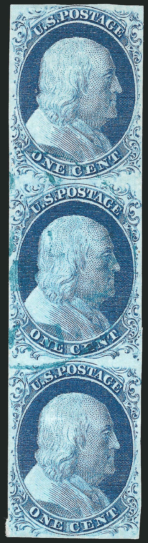 US Stamps Prices Scott Catalog # 9 - 1c 1852 Franklin. Robert Siegel Auction Galleries, Dec 2010, Sale 998, Lot 222