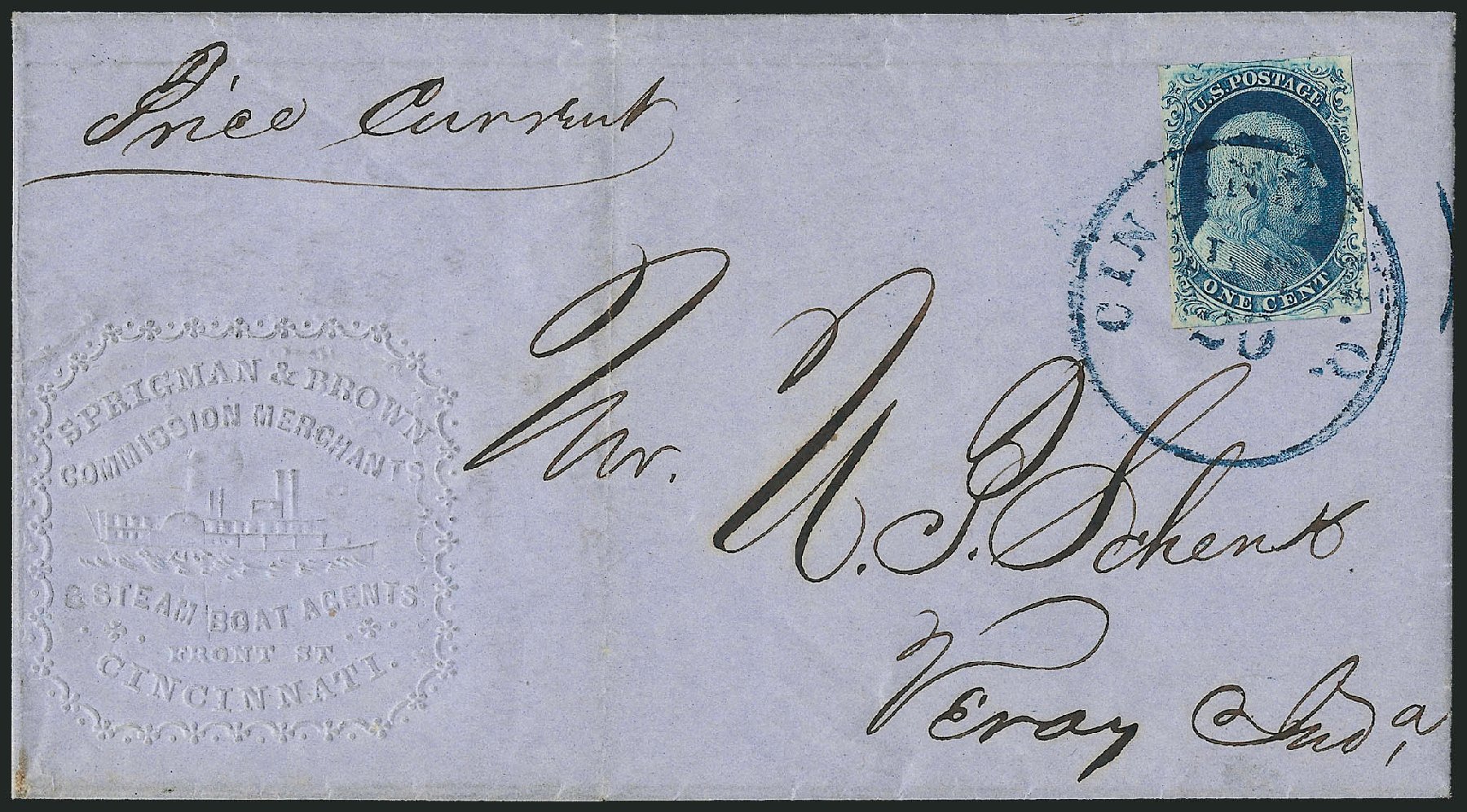 Cost of US Stamp Scott Catalogue 9 - 1852 1c Franklin. Robert Siegel Auction Galleries, Dec 2010, Sale 998, Lot 252