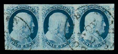 Value of US Stamps Scott Catalogue # 9: 1c 1852 Franklin. Matthew Bennett International, Dec 2007, Sale 325, Lot 1413