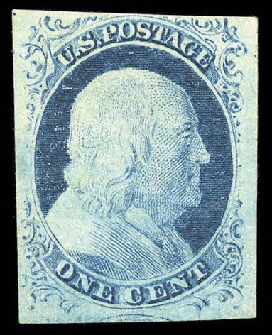 Cost of US Stamps Scott Cat. # 9: 1c 1852 Franklin. Matthew Bennett International, Sep 2010, Sale 331, Lot 333