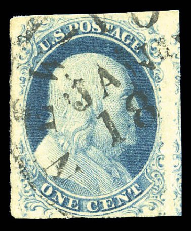 US Stamp Value Scott Cat. 9 - 1852 1c Franklin. Matthew Bennett International, Sep 2010, Sale 333, Lot 3303