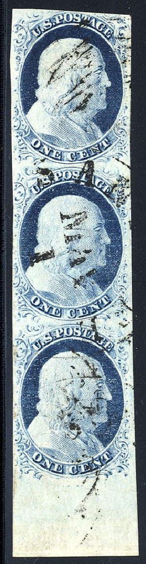 US Stamps Values Scott Catalogue # 9 - 1852 1c Franklin. Cherrystone Auctions, Jan 2008, Sale 200801, Lot 1023