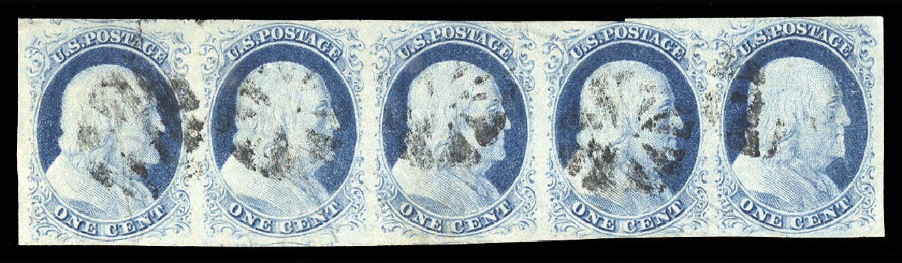 Cost of US Stamps Scott Cat. 9 - 1852 1c Franklin. Cherrystone Auctions, Jan 2015, Sale 201501, Lot 63