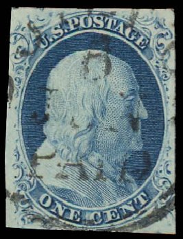Costs of US Stamp Scott Cat. 9 - 1c 1852 Franklin. Daniel Kelleher Auctions, Jul 2011, Sale 625, Lot 653