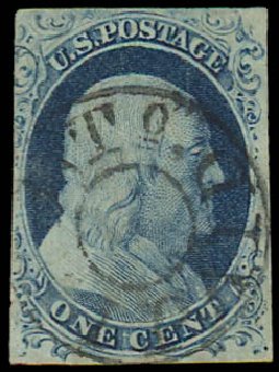 Values of US Stamp Scott 9 - 1c 1852 Franklin. Daniel Kelleher Auctions, Jul 2011, Sale 625, Lot 663