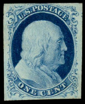Prices of US Stamps Scott Cat. 9: 1c 1852 Franklin. Daniel Kelleher Auctions, May 2015, Sale 669, Lot 2373