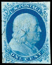 Costs of US Stamps Scott Catalog # 9: 1c 1852 Franklin. Schuyler J. Rumsey Philatelic Auctions, Apr 2015, Sale 60, Lot 1923