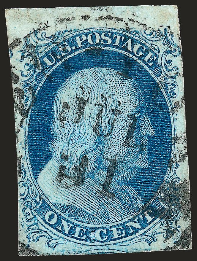 US Stamps Prices Scott #9: 1c 1852 Franklin. Robert Siegel Auction Galleries, Oct 2008, Sale 963, Lot 113