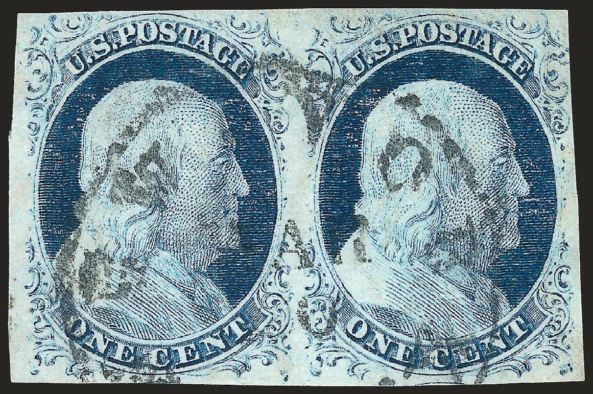US Stamp Values Scott Catalog 9 - 1c 1852 Franklin. Robert Siegel Auction Galleries, Oct 2008, Sale 963, Lot 123