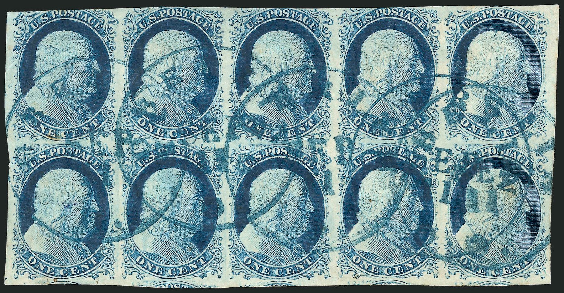 Value of US Stamps Scott #9 - 1c 1852 Franklin. Robert Siegel Auction Galleries, Sep 2010, Sale 994, Lot 793