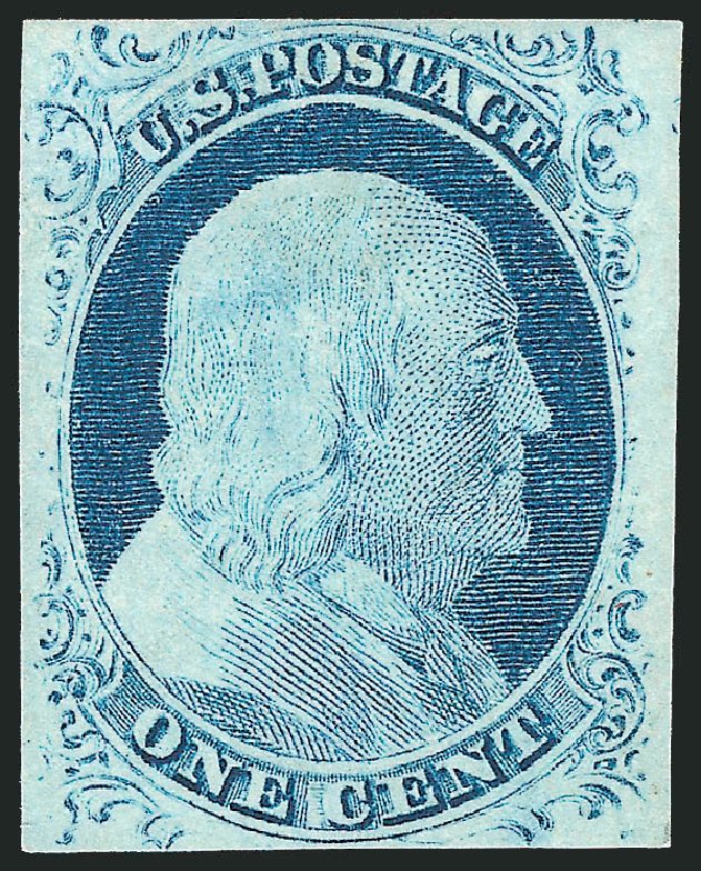 US Stamp Values Scott 9 - 1c 1852 Franklin. Robert Siegel Auction Galleries, Sep 2010, Sale 994, Lot 823