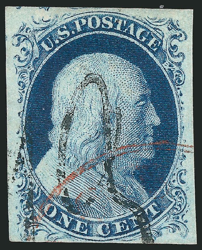 US Stamp Price Scott Cat. # 9 - 1c 1852 Franklin. Robert Siegel Auction Galleries, Sep 2010, Sale 994, Lot 843