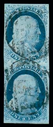 Prices of US Stamps Scott 9 - 1852 1c Franklin. Matthew Bennett International, Dec 2007, Sale 323, Lot 36