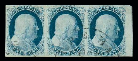 US Stamp Values Scott Cat. #9: 1c 1852 Franklin. Matthew Bennett International, Dec 2007, Sale 325, Lot 1406