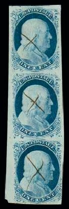Cost of US Stamp Scott Catalog 9: 1852 1c Franklin. Matthew Bennett International, Dec 2007, Sale 325, Lot 1416