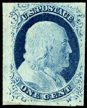 US Stamps Prices Scott # 9: 1c 1852 Franklin. Matthew Bennett International, May 2008, Sale 327, Lot 16