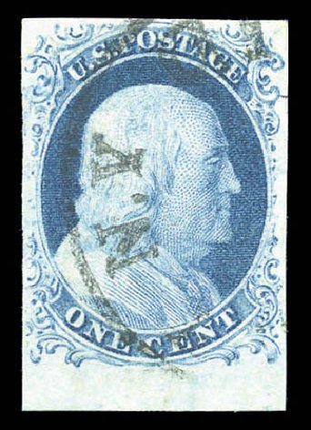 US Stamp Values Scott Catalog # 9 - 1c 1852 Franklin. Matthew Bennett International, Sep 2010, Sale 333, Lot 3306