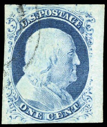 US Stamp Prices Scott #9 - 1852 1c Franklin. Matthew Bennett International, Mar 2011, Sale 337, Lot 2446