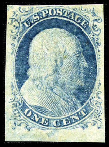 US Stamps Value Scott # 9: 1852 1c Franklin. Matthew Bennett International, Feb 2012, Sale 340, Lot 66