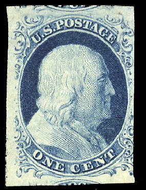 US Stamp Value Scott Catalogue # 9: 1c 1852 Franklin. Cherrystone Auctions, Nov 2010, Sale 201011, Lot 26