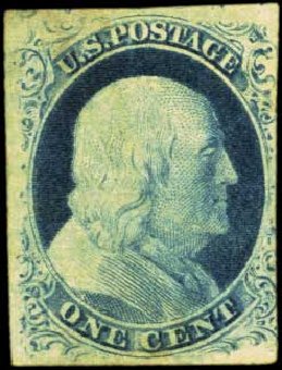 US Stamps Values Scott Catalogue 9 - 1852 1c Franklin. Harmer-Schau Auction Galleries, Feb 2012, Sale 92, Lot 776