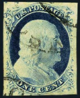 Values of US Stamps Scott Catalog 9: 1852 1c Franklin. Harmer-Schau Auction Galleries, May 2012, Sale 93, Lot 246