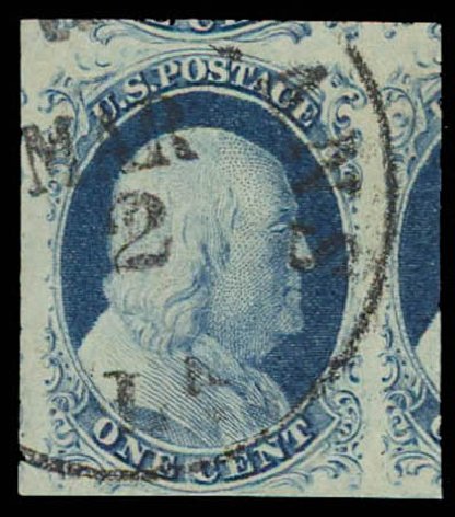 US Stamp Values Scott Cat. #9 - 1c 1852 Franklin. Daniel Kelleher Auctions, Oct 2011, Sale 626, Lot 16