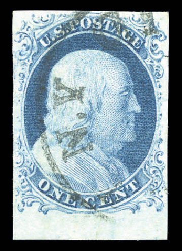Values of US Stamps Scott Catalog 9 - 1852 1c Franklin. Daniel Kelleher Auctions, May 2015, Sale 669, Lot 2376