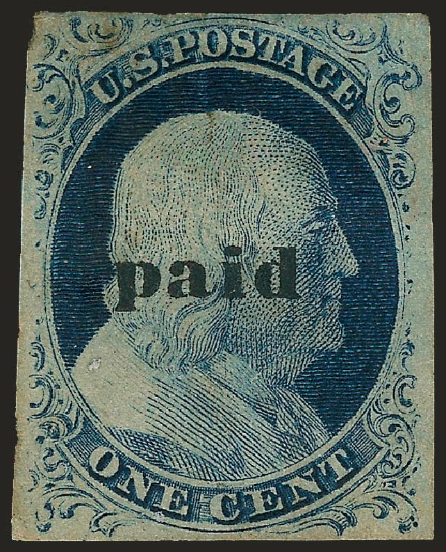 US Stamp Values Scott Cat. 9: 1c 1852 Franklin. Robert Siegel Auction Galleries, Apr 2010, Sale 984, Lot 86