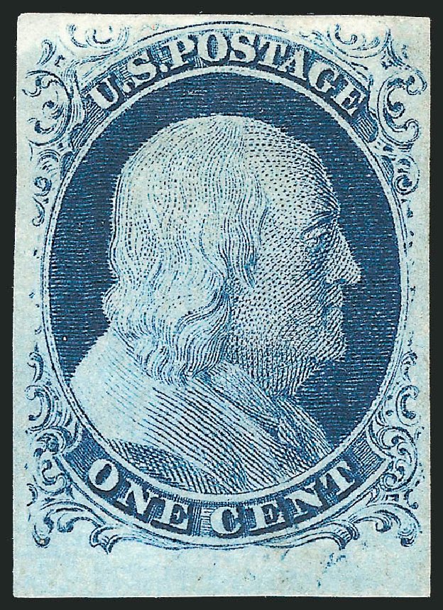 US Stamp Values Scott Cat. 9 - 1c 1852 Franklin. Robert Siegel Auction Galleries, Sep 2010, Sale 994, Lot 826